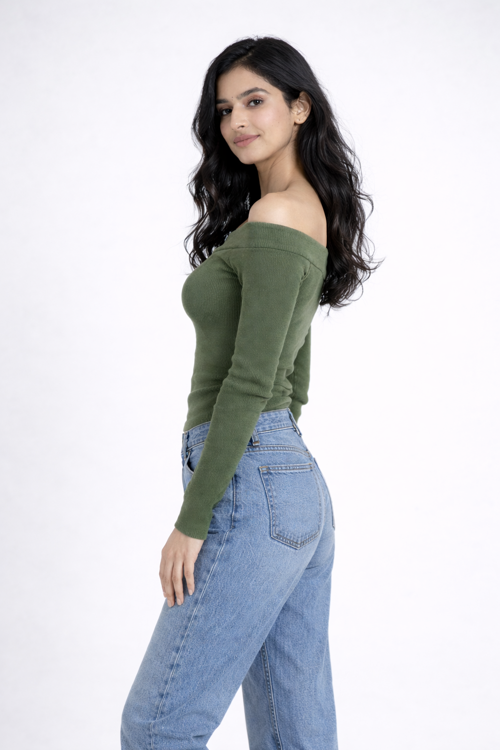 The Serene Off-Shoulder Rib