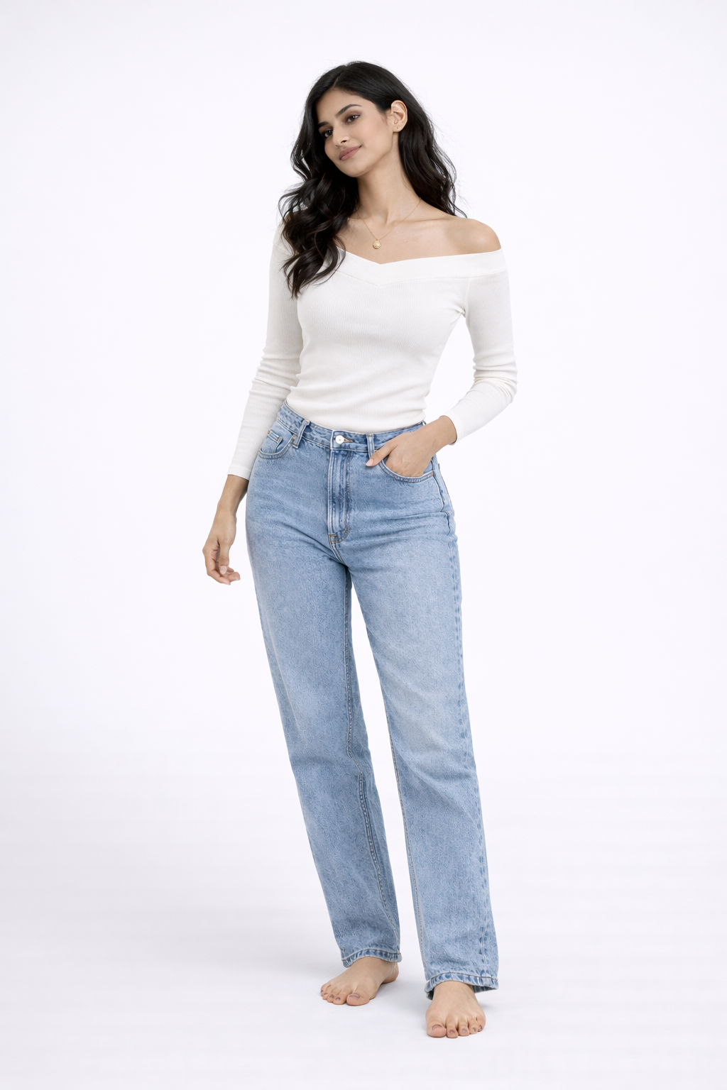The Serene Off-Shoulder Rib