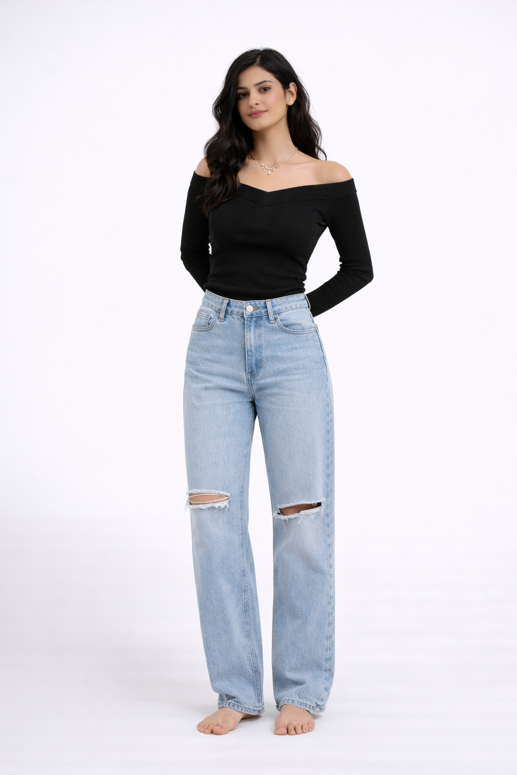 The Serene Off-Shoulder Rib